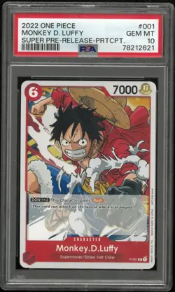 2022 One Piece Monkey D. Luffy Super Pre Release -PRTCPT. PSA 10 #001 - Image 3