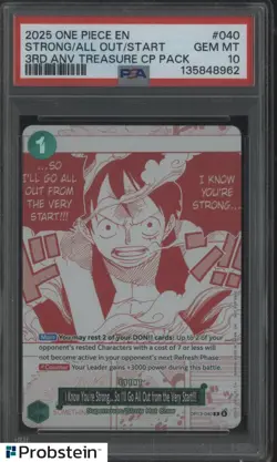 #1 2025 One Piece EN 3rd Anniversary Treasure CP Pack Strong/All Out/Star PSA 10 - Image 1