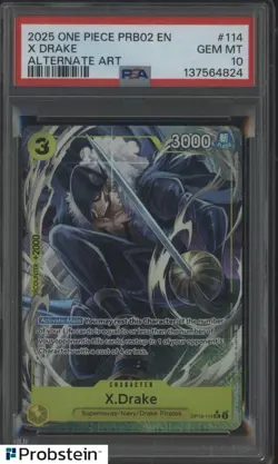 2025 One Piece PRB02 EN Alternate Art #114 X Drake PSA 10 GEM MINT - Image 1