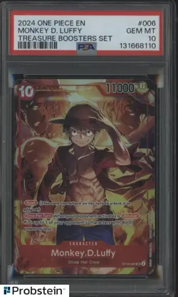 #1 2024 One Piece EN Treasure Booster Set #006 Monkey D Luffy PSA 10 - Image 1