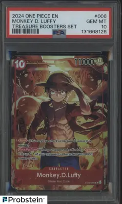 #3 2024 One Piece EN Treasure Booster Set #006 Monkey D Luffy PSA 10 - Image 1
