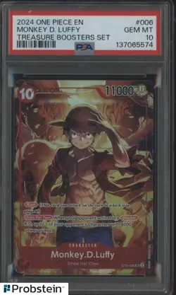 #2 2024 One Piece EN Treasure Booster Set #006 Monkey D Luffy PSA 10 - Image 1