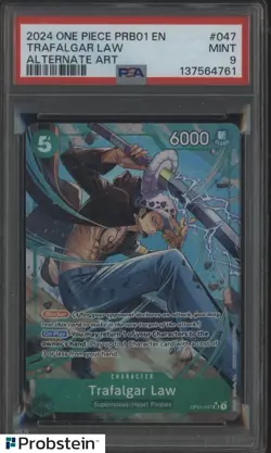 2024 One Piece PRB01 EN Alternate Art #047 Trafalgar Law PSA 9 MINT - Image 1