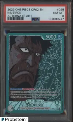 2023 One Piece OP02 EN Alternate Art #025 Kin'Emon PSA 8 NM-MT - Image 1