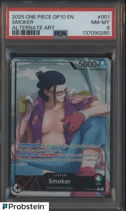 2025 One Piece OP10 EN Alternate Art #001 Smoker PSA 8 NM-MT - Image 1