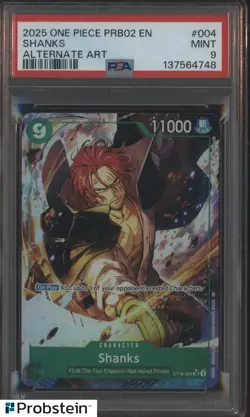 2025 One Piece PRB02 EN Alternate Art #004 Shanks PSA 9 MINT - Image 1