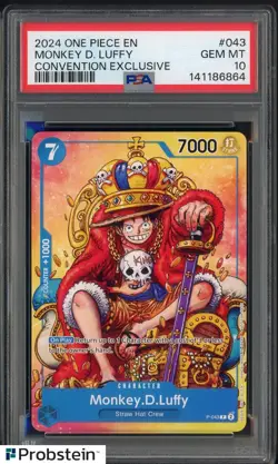 2024 One Piece EN Convention Exclusive #043 Monkey D. Luffy PSA 10 GEM MINT - Image 1