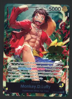 One Piece Monkey D Luffy 2nd Anniversary Card Gold Foil English ST13-003 - Image 1