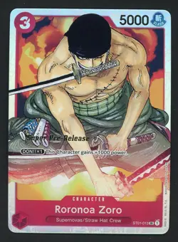 2022 One Piece Straw Hat Crew Super Pre-Release #ST01-013 Roronoa Zoro - Image 1