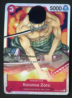 2022 One Piece Straw Hat Crew Super Pre-Release #ST01-013 Roronoa Zoro - Image 1