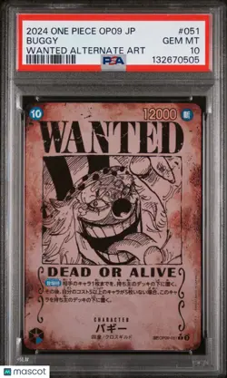 One Piece JPN Op09-Emperors In The New World Buggy Wanted Alternate Art PSA 10 - Image 1