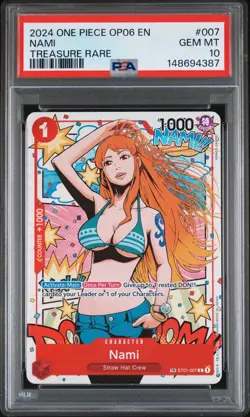2024 ONE PIECE OP06-WINGS OF THE CAPTAIN TREASURE RARE #007 NAMI PSA 10 - Image 1