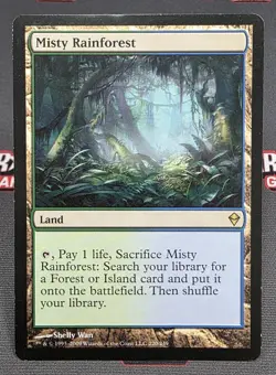MTG Misty Rainforest- DAMAGED -Zendikar Magic the Gathering Card #220 - Image 1