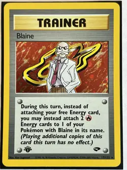 1st Edition Blaine Trainer Gym Challenge 17/132 Holo Pokemon Card TCG - Image 1