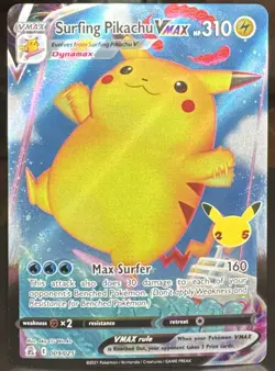 Pokemon Pokemon TCG Surfing Pikachu VMAX 009/025 Celebrations Ultra Rare Card - Image 1