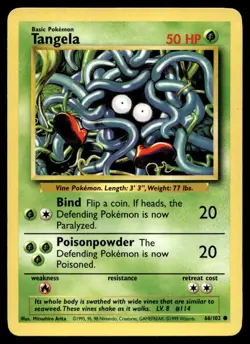 Tangela 66/102 Pokemo Card Base Set Common 50 HP Lightly Played NG - Image 1