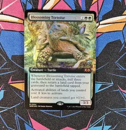 Blossoming Tortoise NM Extended Art Foil MTG Wilds of Eldraine Unplayed Magic - Image 1
