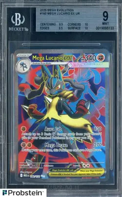 2025 Pokemon Mega Evolution #160 Mega Lucario Ex UR BGS 9 MINT - Image 1