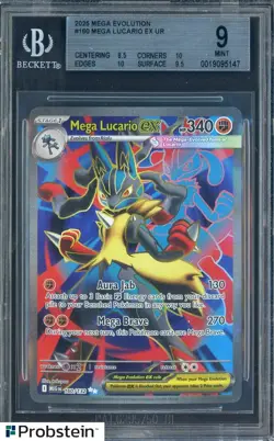 2025 Pokemon Mega Evolution #160 Mega Lucario Ex UR BGS 9 MINT - Image 1