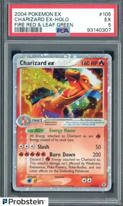 2004 Pokemon EX Fire Red & Leaf Green #105 Charizard EX Holo Rare PSA 5 EX - Image 1