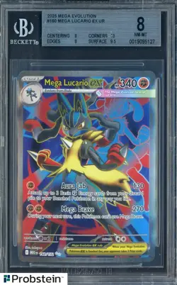 2025 Pokemon Mega Evolution #160 Mega Lucario Ex UR BGS 8 NM-MT - Image 1