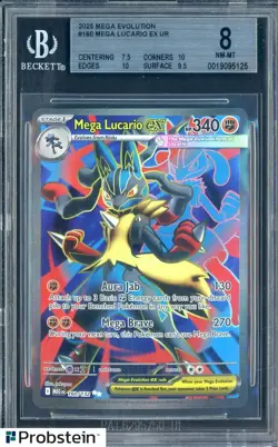 2025 Pokemon Mega Evolution #160 Mega Lucario Ex UR BGS 8 NM-MT - Image 1