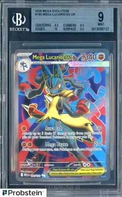 2025 Pokemon Mega Evolution #160 Mega Lucario Ex UR BGS 9 MINT - Image 1