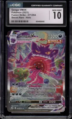 Pokemon Gengar VMAX Alternate Art Secret Rare Fusion Strike Holo #271 CGC 10 - Image 1