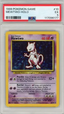 1999 Pokemon Game Mewtwo-Holo #10 PSA 5 - Image 1