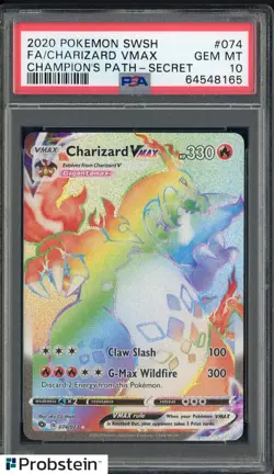 2020 Pokemon SWSH Champion's Patch Secret #074 FA Charizard VMAX PSA 10 - Image 1
