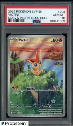 2025 Pokemon SVP EN Unova Victini Illustration Collection #208 Victini PSA 10 - Image 1