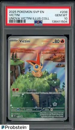 2025 Pokemon SVP EN Unova Victini Illustration Collection #208 Victini PSA 10 - Image 1