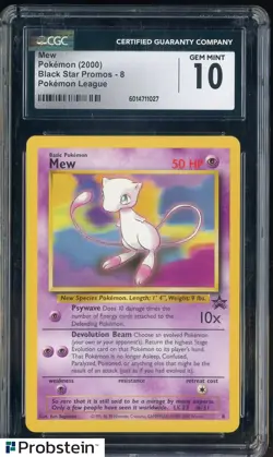 2000 Pokemon Black Star Promo Pokemon League #8 Mew CGC 10 GEM MINT - Image 1