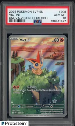 2025 Pokemon SVP EN Unova Victini Illustration Collection #208 Victini PSA 10 - Image 1