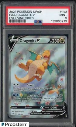 2021 Pokemon SWSH Evolving Skies #192 Dragonite V Ultra Rare PSA 9 MINT - Image 1