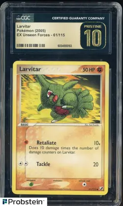 2005 Pokemon Ex Unseen Forces #61/115 Larvitar CGC 10 PRISTINE - Image 1