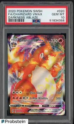 2020 Pokemon SWSH Darkness Ablaze #020 FA Charizard VMAX PSA 10 GEM MINT - Image 1