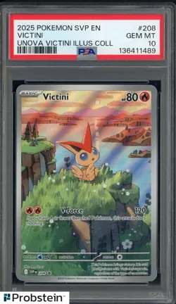 2025 Pokemon SVP EN Unova Victini Illustration Collection #208 Victini PSA 10 - Image 1