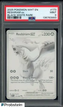 2025 Pokemon WHT EN Black White Rare #173 Reshiram ex PSA 9 MINT - Image 1