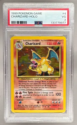 133779977 Charizard 1999 Pokemon Unlimited #4 Rare Holo PSA 3 - Image 1