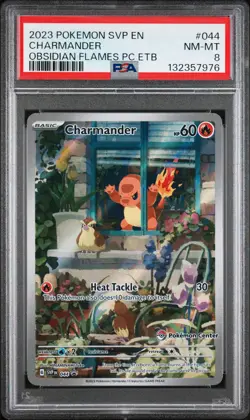 2023 Pokemon SV Black Star Promo Charmander Obsidian Flames PC Etb PSA 8 #044 - Image 1