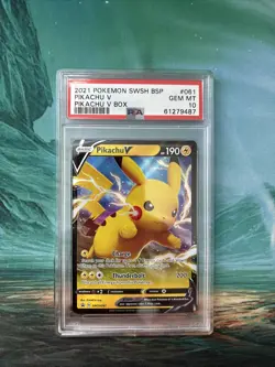 PIKACHU V 2021 POKEMON SWSH PIKACHU V BOX BSP #061 PSA 10 GEM MINT - Image 1