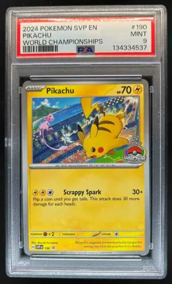 2023-25 Pokemon SV Black Star Promos Pikachu World Championships #190 PSA 9 - Image 1