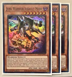 Yugioh! 3x Junk Warrior/Assault Mode BPRO-EN007 Super Rare 1st Ed NM - Image 1