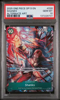 2025 ONE PIECE OP13-CARRYING ON HIS WILL ALTERNATE ART #028 SHANKS PSA 10 - Image 1