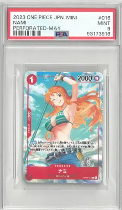 2023 One Piece Japanese Mini NAMI #OP01-016 Perforated May 💎 PSA 9 Mint - Image 1
