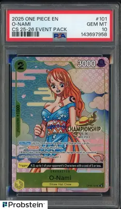 2025 One Piece EN CS 25-26 Event Pack #101 O-Nami PSA 10 GEM MINT - Image 1