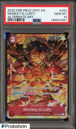 2022 One Piece OP01 Alternate Art #024 Monkey D. Luffy PSA 10 GEM MINT - Image 1