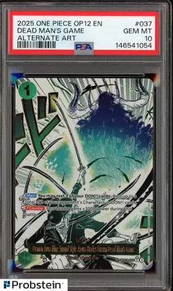 2025 One Piece OP12 EN Alternate Art 037 Demon Aura Sword/Dead Man's Game PSA 10 - Image 1