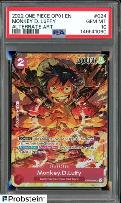 2022 One Piece OP01 Alternate Art #024 Monkey D. Luffy PSA 10 GEM MINT - Image 1